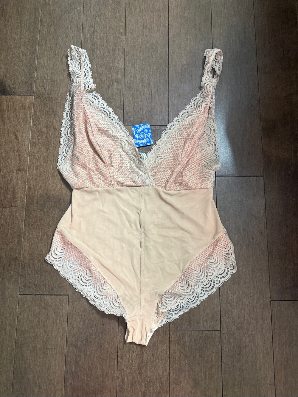 Lace Trim Blush Pink Bodysuit freepeople intimately
